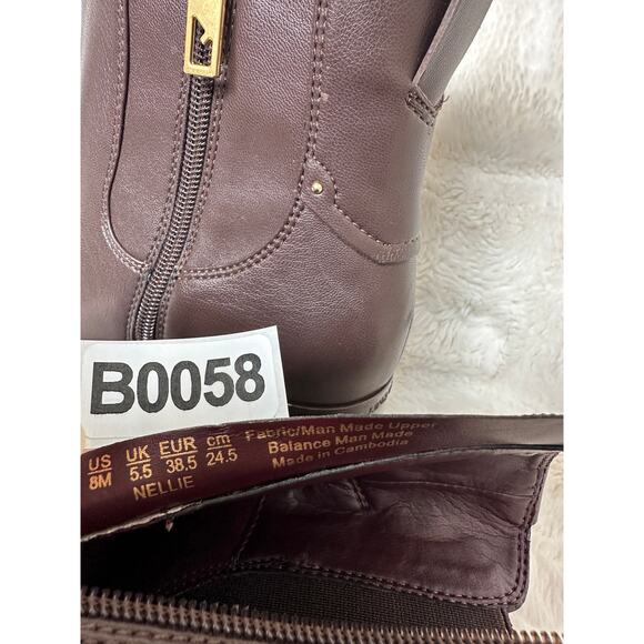 Franco Sarto 8M NWOB Nellie Heel Brown Bootie Boot Fall cozy Pull On Zipper - Picture 5 of 5